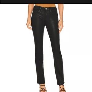 Frame Le Mini Boot in Noir Coated Black Bootcut Stretch Jeans 32